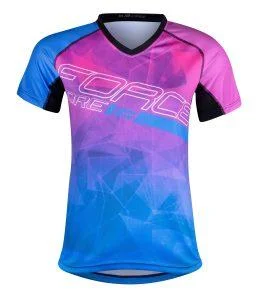 Koszulka damska FORCE MTB CORE, różowo-niebieska 3XL