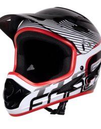 Kask FORCE TIGER downhill, czarno-biało-czerwony - L/XL