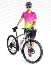 Koszulka damska FORCE MTB ANGLE, różowo-fluo XL
