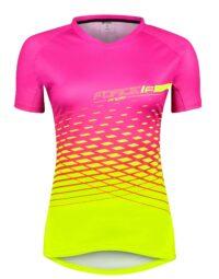 Koszulka damska FORCE MTB ANGLE, różowo-fluo XL