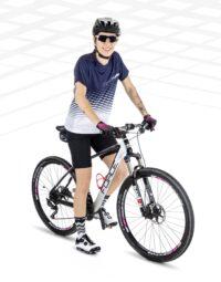 Koszulka damska FORCE MTB ANGLE, biało-niebieska XS