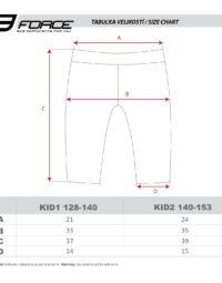 Spodenki dziecięce FORCE KID-2, czarno-fluo 140-153cm