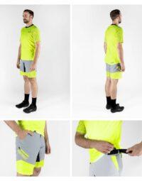 Spodenki z wkładką FORCE STORM, szaro-fluo L