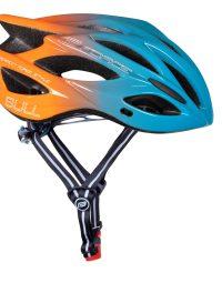 Kask rowerowy FORCE BULL HUE, niebiesko-pomarańczowy L-XL