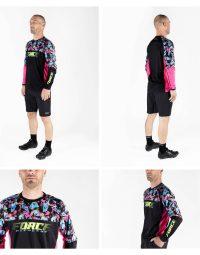Koszulka z długim rękawem FORCE RECKLESS, czarno-różowo-fluo 3XL