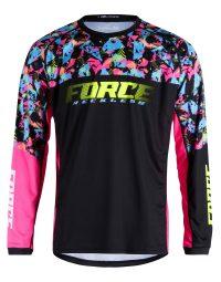 Koszulka z długim rękawem FORCE RECKLESS, czarno-różowo-fluo 3XL