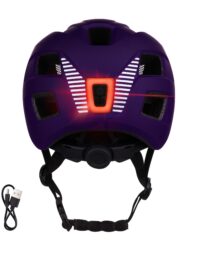 Kask dziecięcy FORCE ZEBU ze światłem, fioletowy L-XL