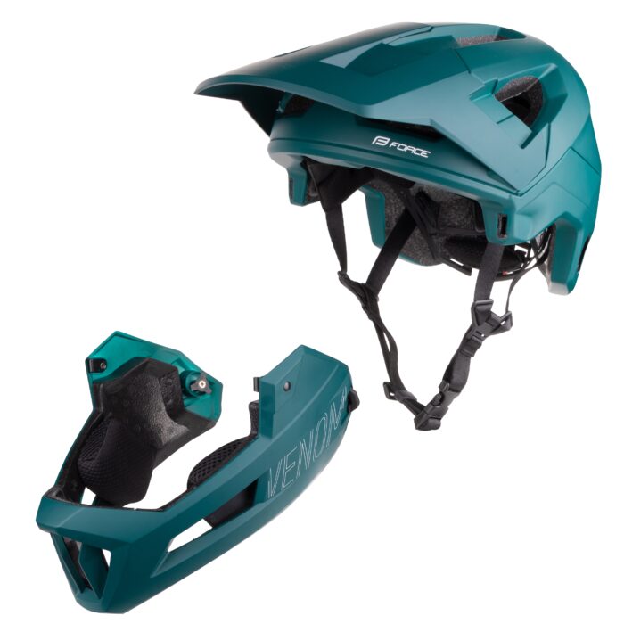 Kask FORCE VENOM downhill, turkusowy, S-M