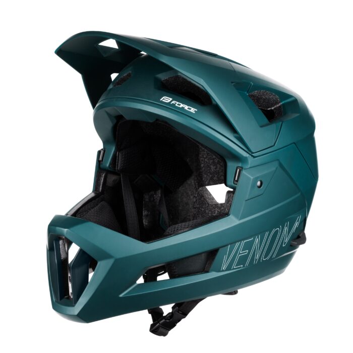 Kask FORCE VENOM downhill, turkusowy, S-M